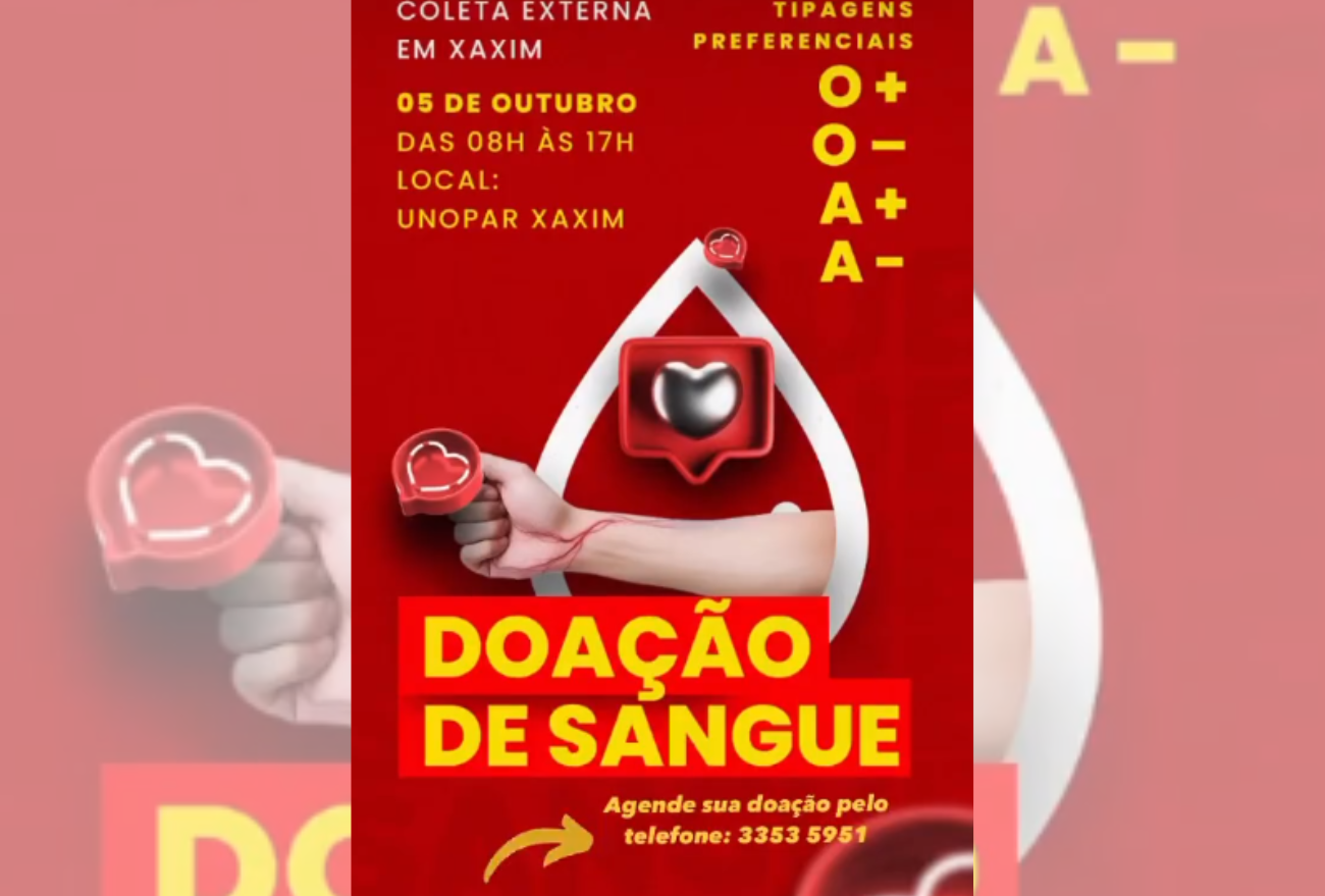 A importância da doação de sangue campanha acontece dia 5 de outubro