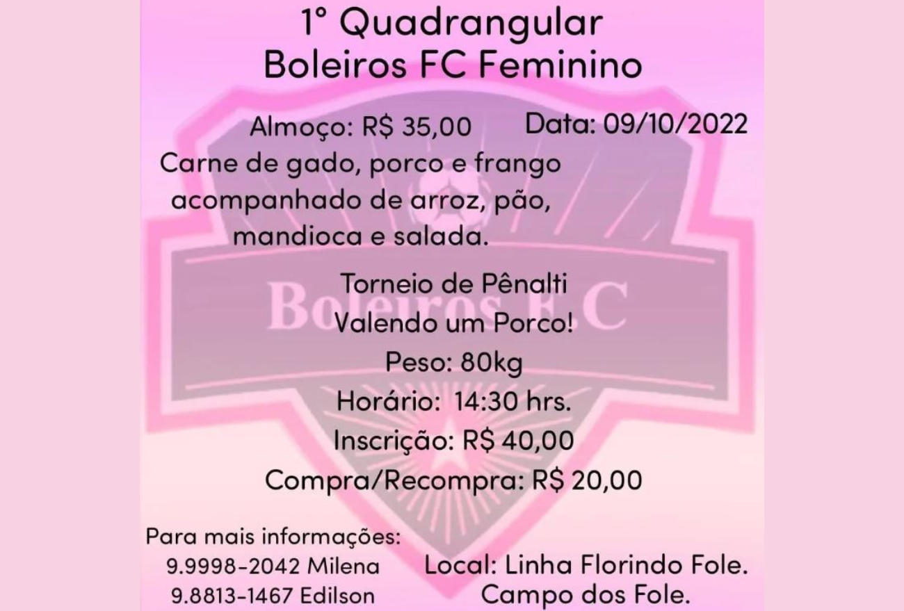Boleiros FC Feminino organiza 1º Quadrangular com almoço