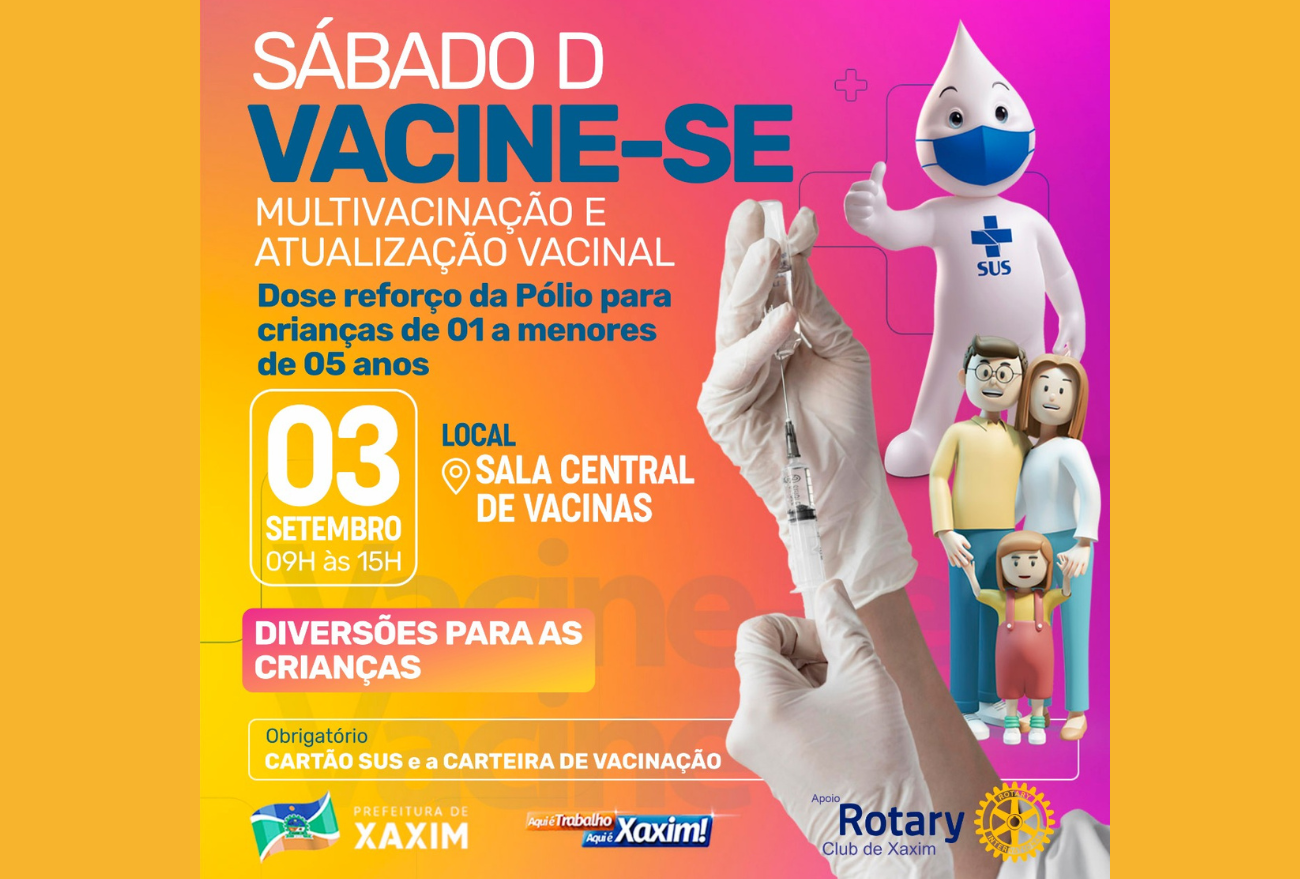 Neste sábado (3) é dia “D” de vacinação em Xaxim