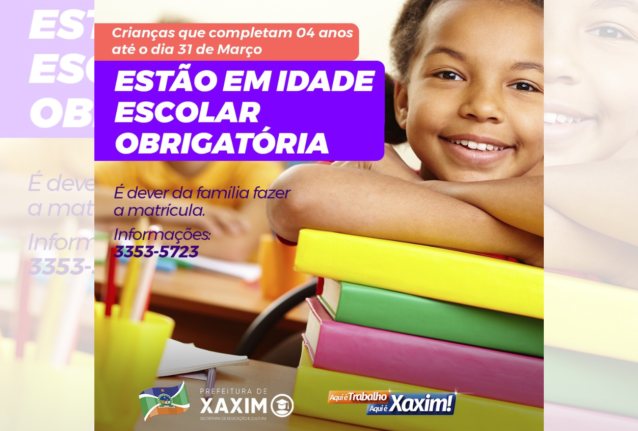 Crianças que completam quatro anos até março estão com idade escolar obrigatória