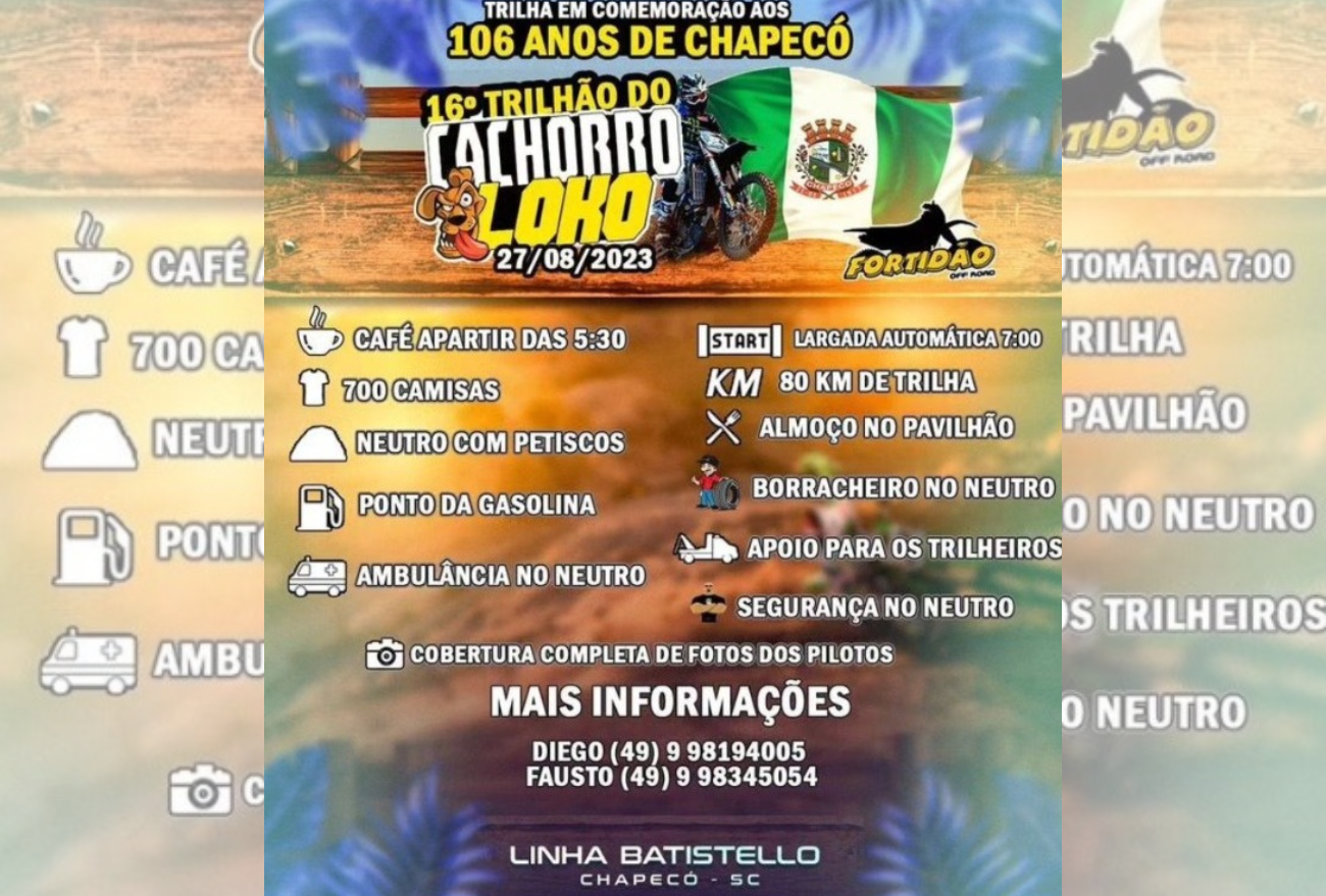 Celebração dos 106 anos de Chapecó no 16º Trilhão do Cachorro Louco: Uma aventura Off-Road inesquecível