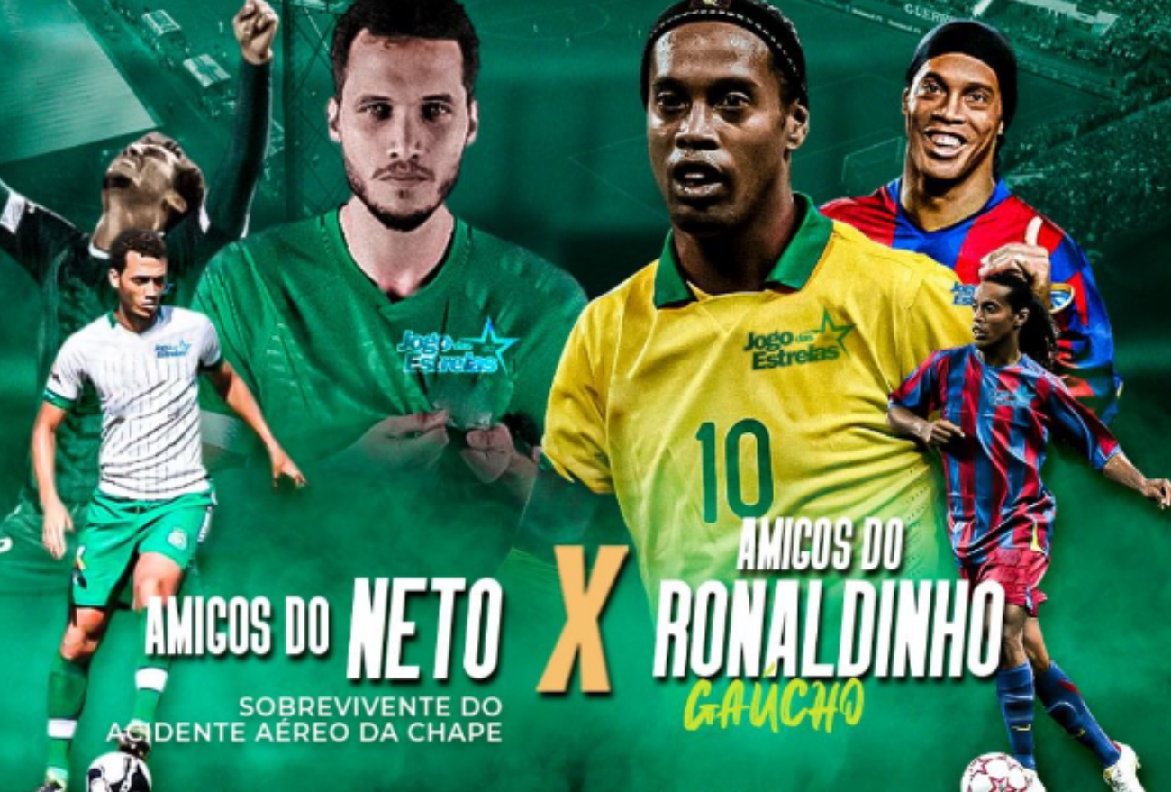 Jogo das Estrelas entre Ronaldinho Gaúcho x Amigos do Neto é remarcado por motivo de falecimento