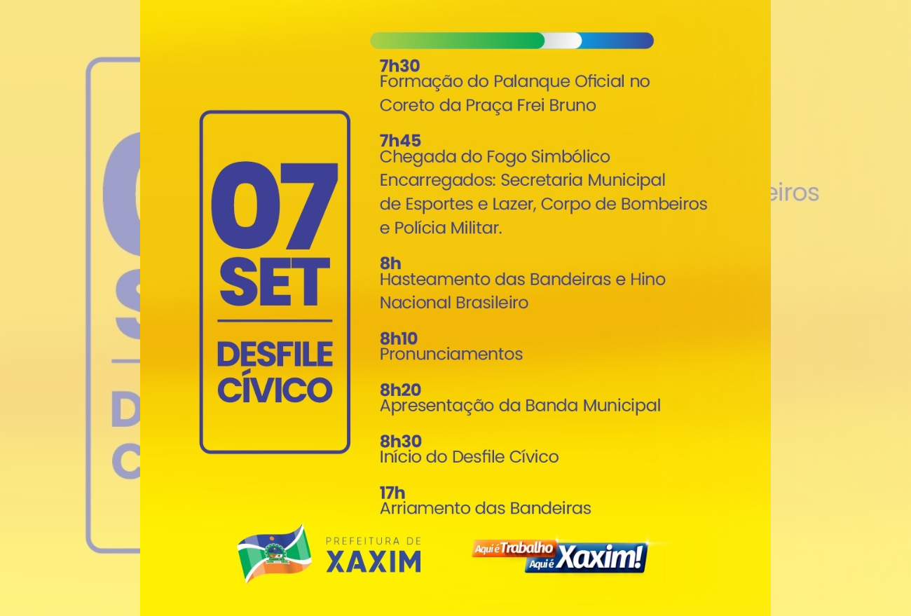 Governo Municipal de Xaxim prepara desfile cívico de 7 de setembro