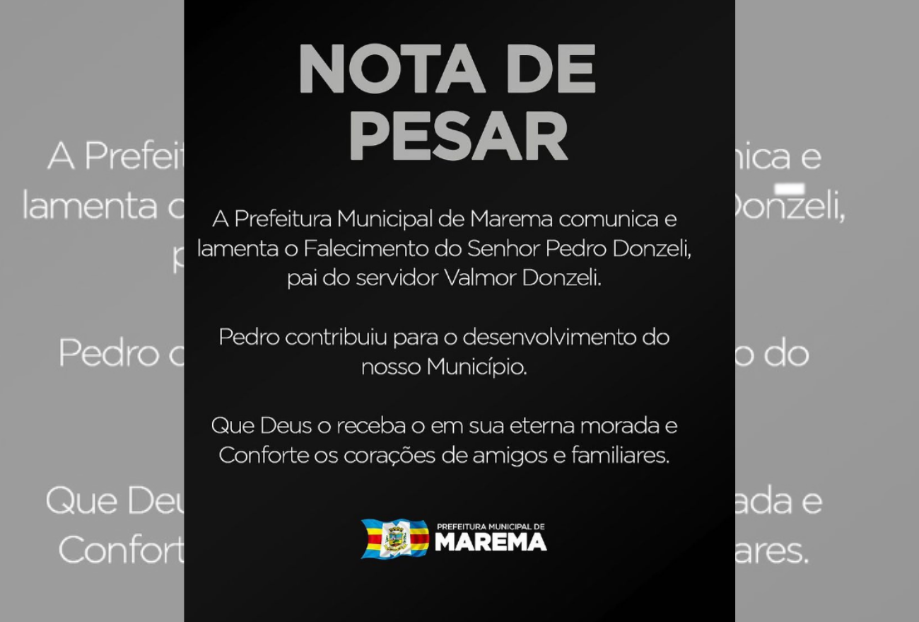 Prefeitura Municipal de Marema emite Nota de Pesar