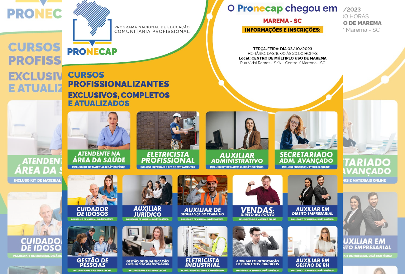 Programa Nacional de Educação Comunitária Profissional (PRONECAP) chega a Marema SC